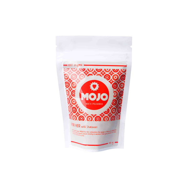 Good Life Organic Mojo For Her packaging featuring traditional herbs for libido and energy enhancement.