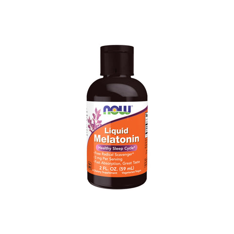 NOW Foods Liquid Melatonin 2 FL OZ bottle for healthy sleep cycles and free radical scavenging. Great taste and fast absorption.