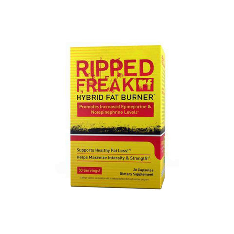 Pharmafreak Ripped Freak Hybrid Fat Burner packaging, 30 capsules for effective fat loss support and increased energy levels.