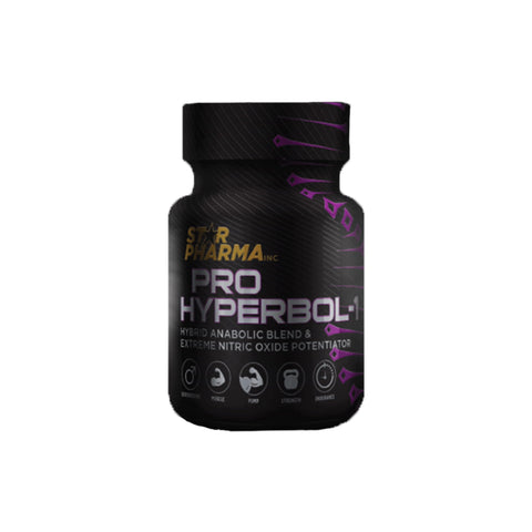 Star Pharma Pro Hyperbol-1 bottle, a hybrid anabolic blend for promoting lean muscle mass and enhancing nitric oxide levels.